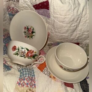 Vintage Homer Laughlin “Rhythm” Tea Cup and Saucer set of 2